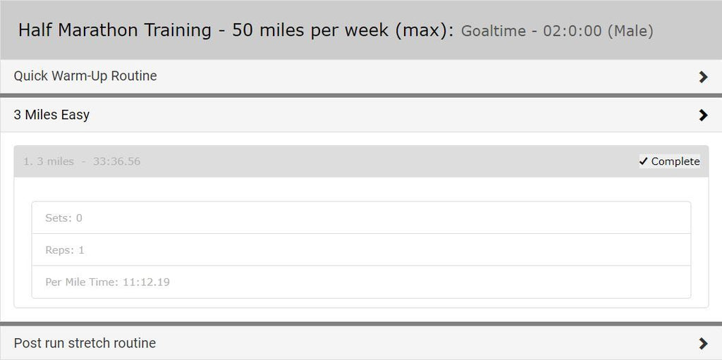 Half Marathon Training - Single Level - 20 Weeks