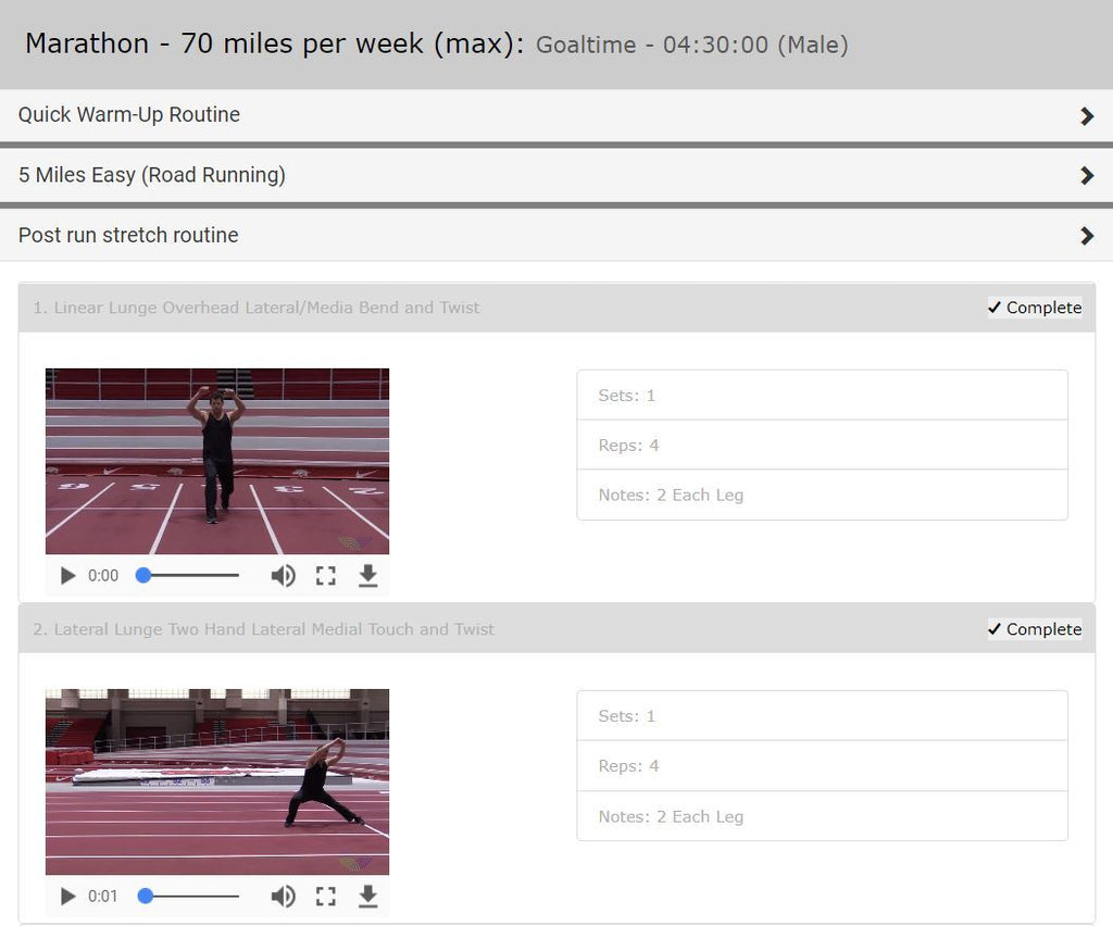 Marathon Training - Single Level - 50, 70, or 100 Miles/Week Max - 20 Weeks